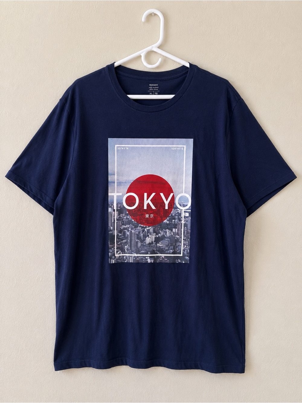 Old Navy Tokyo Graphic T Shirt Men XL Navy Blue Japan Short Sleeve Tee
